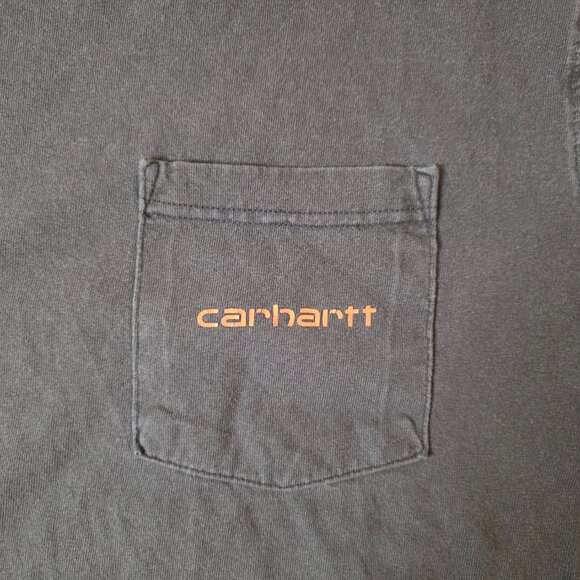 Carhartt T-Shirt Men’s 2XL Relaxed Fit Black Pocket Tee Graphic Back Logo 100% C - Picture 2 of 9
